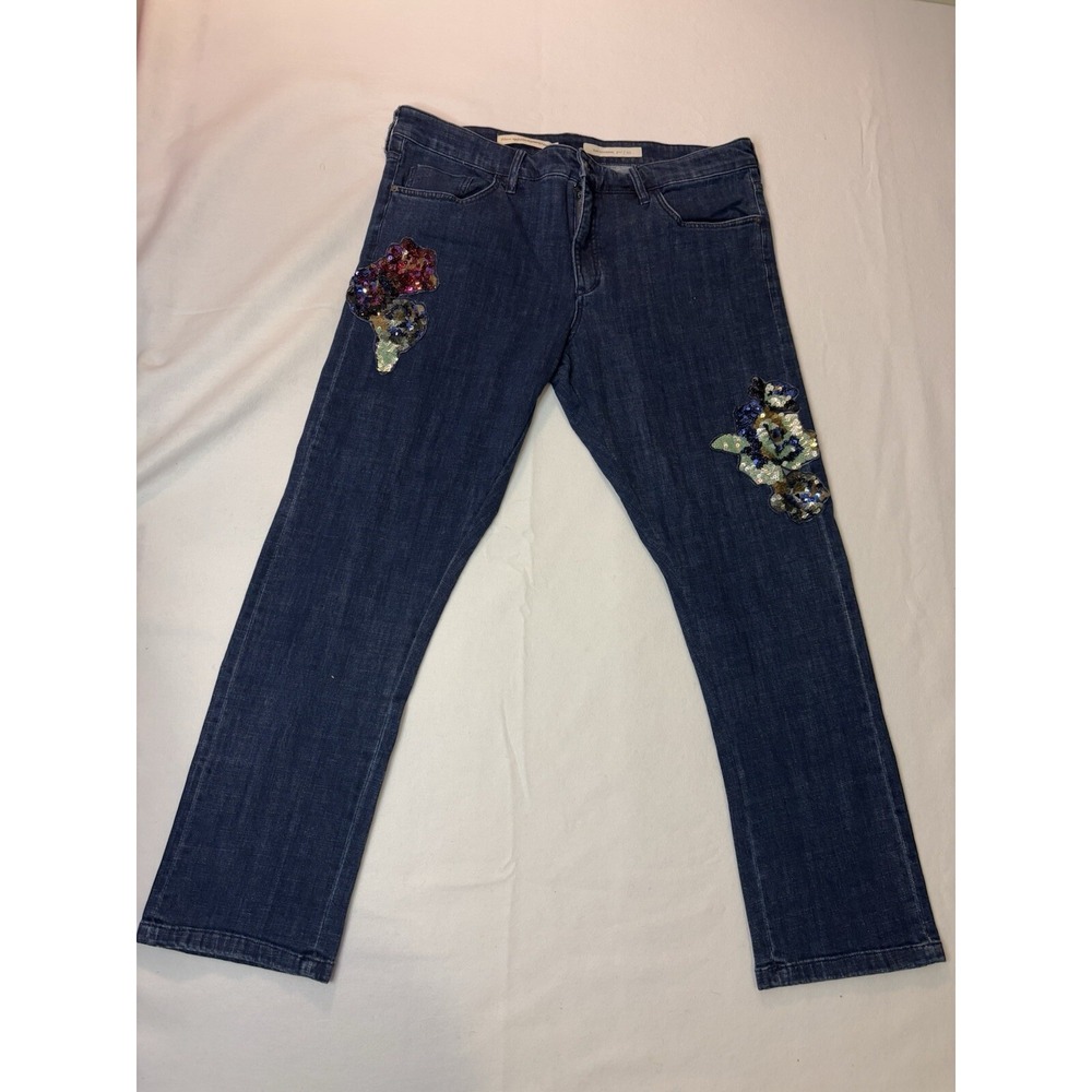 Pilcro‎ and the Letterpress Slim Boyfriend Jeans Womens 33 Dark Wash Sequin